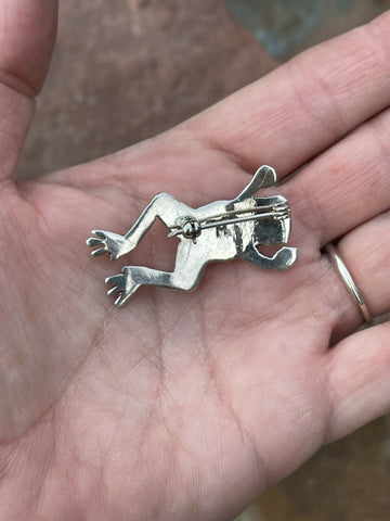 Navajo Sterling Silver Multi Stone Leap Frog Pendant Pin Signed