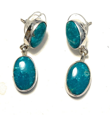 Navajo Sterling Silver Turquoise Dangle Earrings