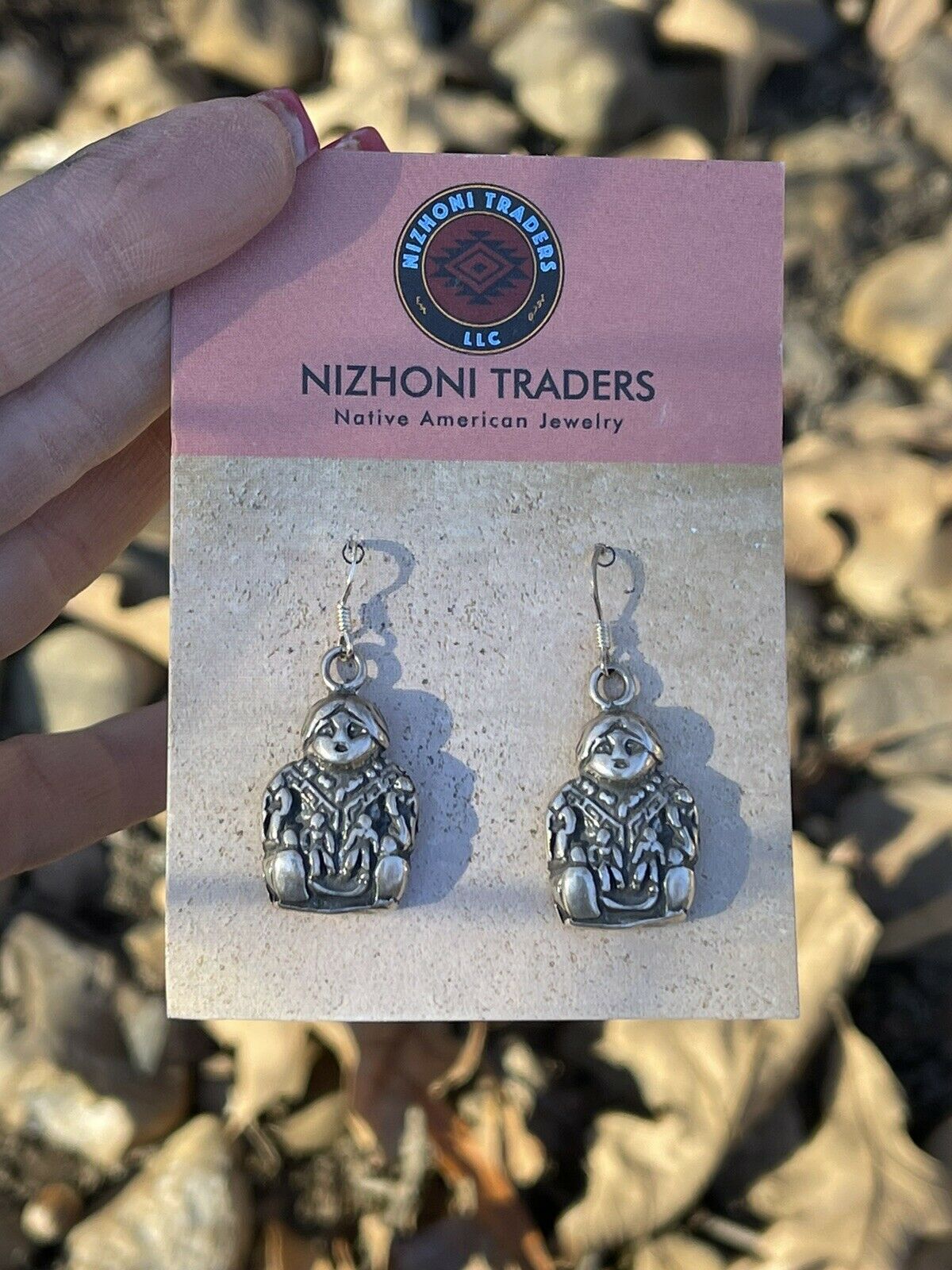 Navajo Sterling Silver Maiden  Dangle Earrings Signed