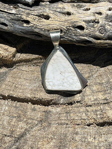 Navajo White Buffalo & Sterling Silver Southwest Pendant