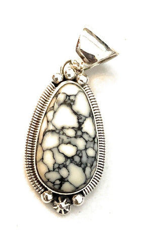 Navajo Sterling Silver & White Gibbsite Pendant