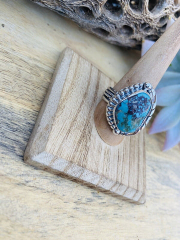 Navajo Royston Turquoise & Sterling Silver Ring Size 9.5