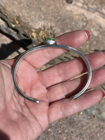 Navajo Sonoran Gold Turquoise & Sterling Silver Elegant Cuff Bracelet