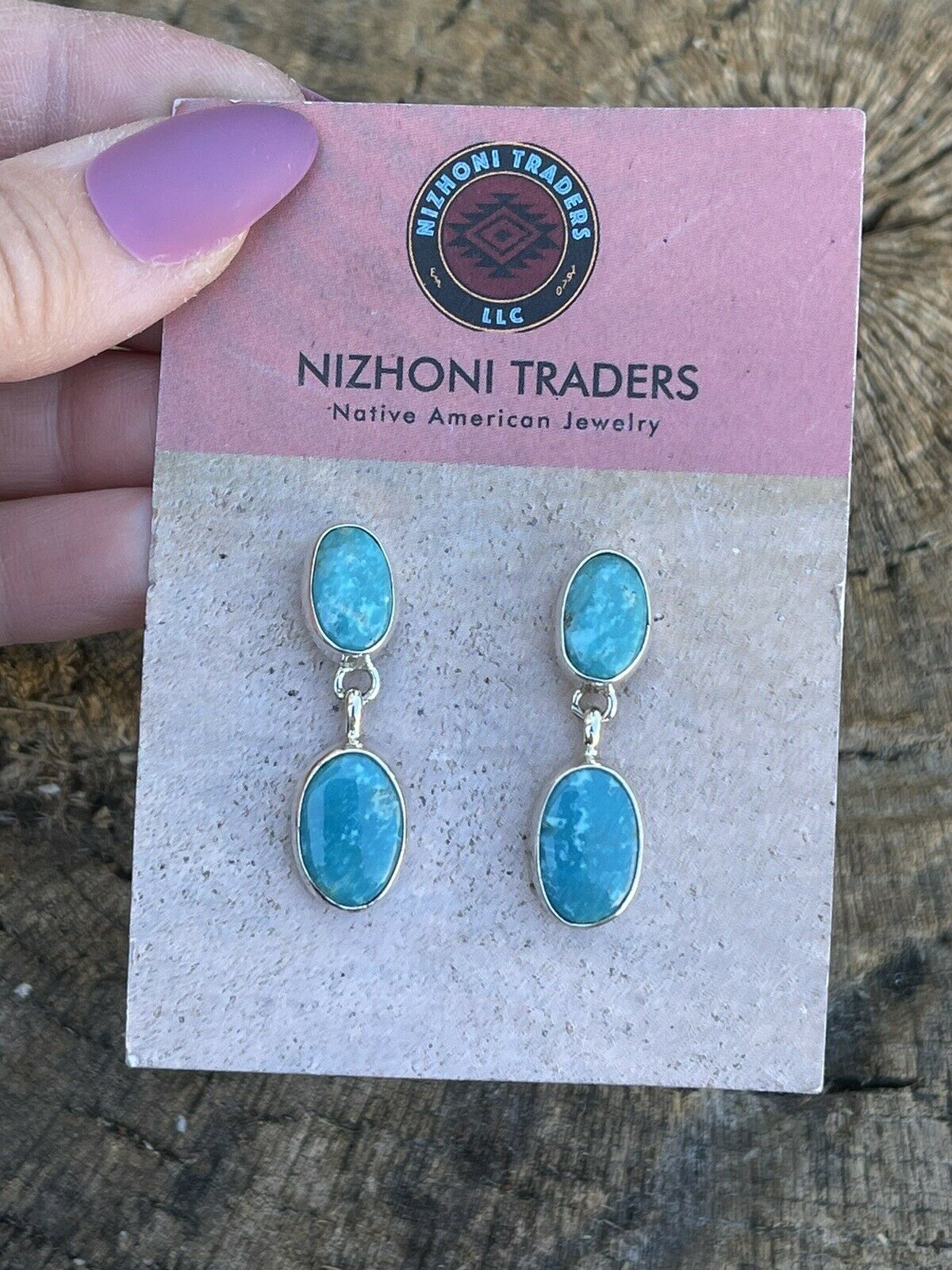 Navajo Sterling Silver Turquoise Dangle Earrings