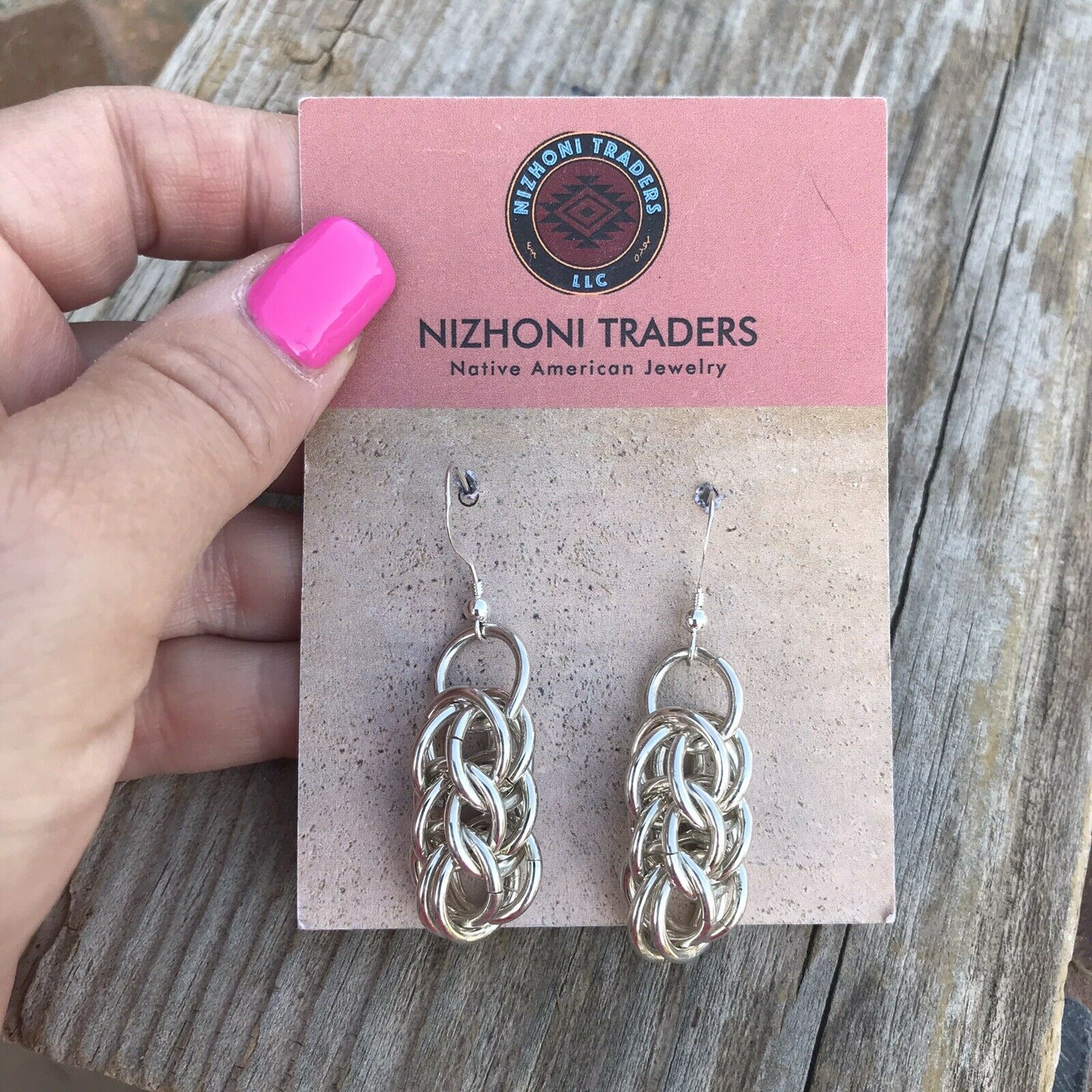 Navajo Sterling Silver Chain Link Dangle Earrings