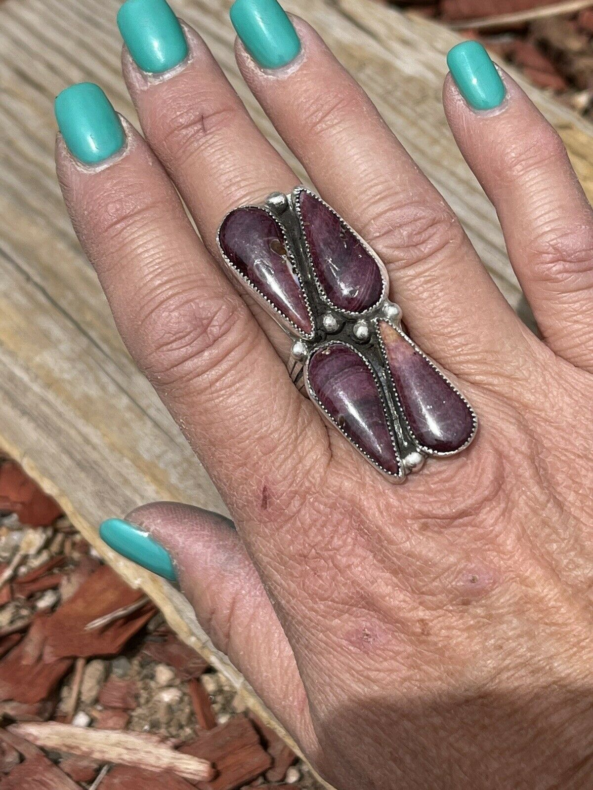 Navajo Purple Spiny & Sterling Silver Ring Size 6