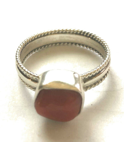 Navajo Natural Coral & Sterling Silver ring