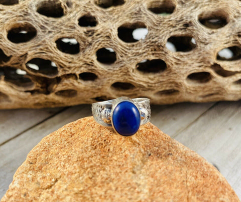 Navajo Lapis & Sterling Silver Adjustable Ring