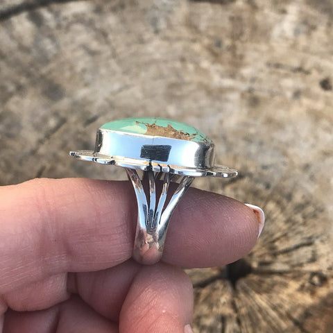 Royston Turquoise & Sterling Silver Navajo Ring Size 6.5 Stamped Sterling