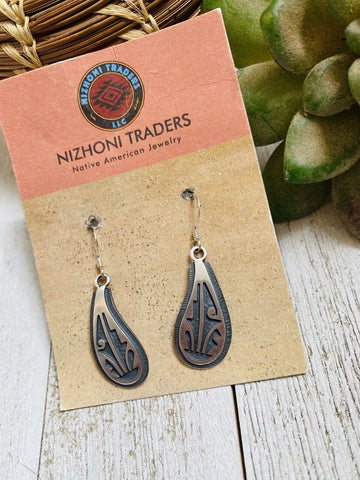 Hopi Overlaid Sterling Silver Dangle Earrings