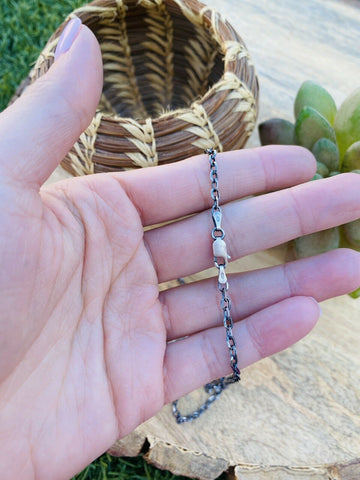 Navajo Sterling Silver & Pink Dream Mohave Necklace Signed