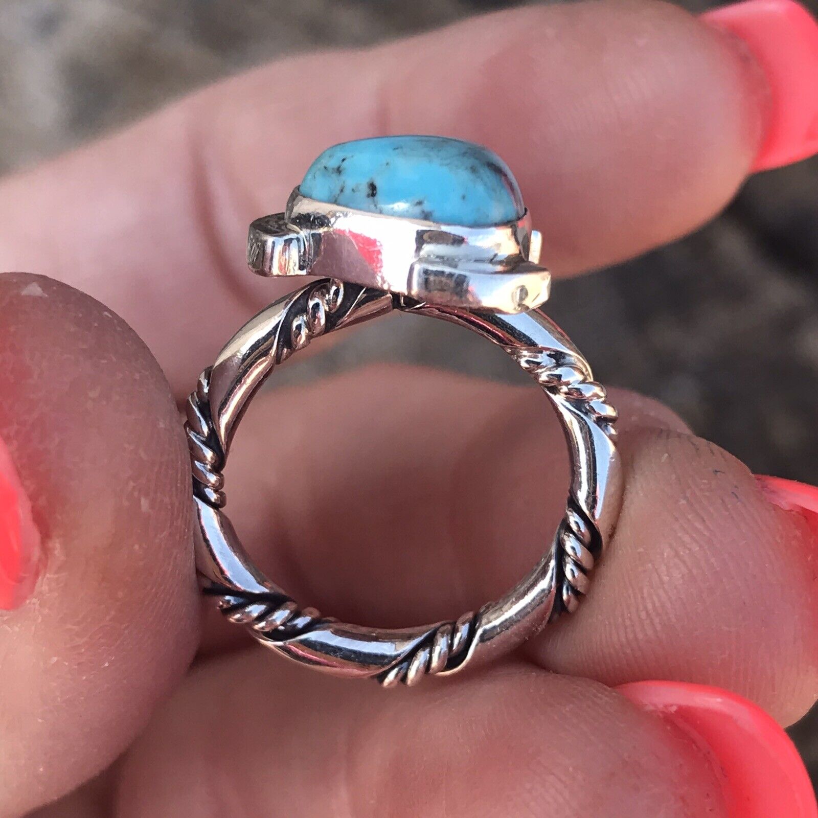 Navajo Sterling Silver Turquoise Triangle Ring