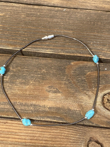 Sleeping Beauty Turquoise & Sterling Silver Anklet/Bracelet