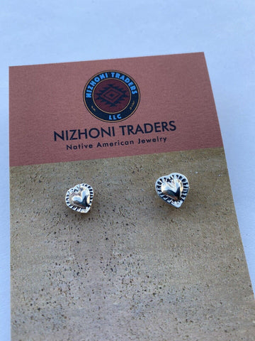 Navajo Sterling Silver Handmade Heart Shape Post Earring Adaptors