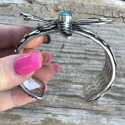 Sterling Turquoise Navajo Dragonfly Bracelet Cuff By Alex Sanchez