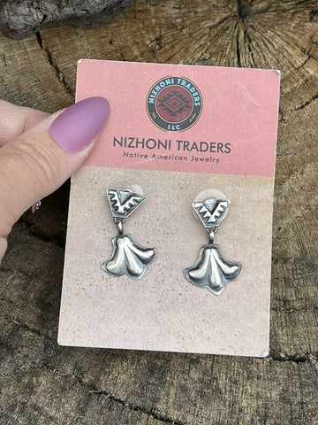 Navajo Sterling Silver Handmade Dangles Earrings