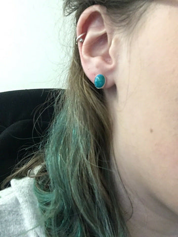 Beautiful Navajo Turquoise And Sterling Silver Studs