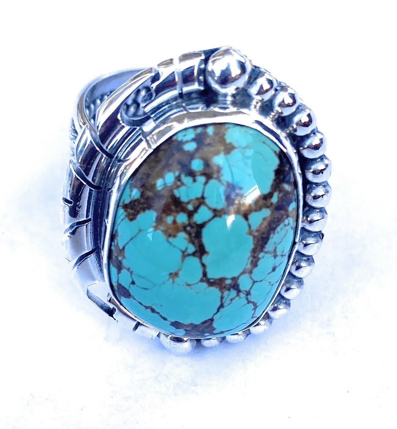 Navajo Royston Turquoise & Sterling Silver Ring Size 9