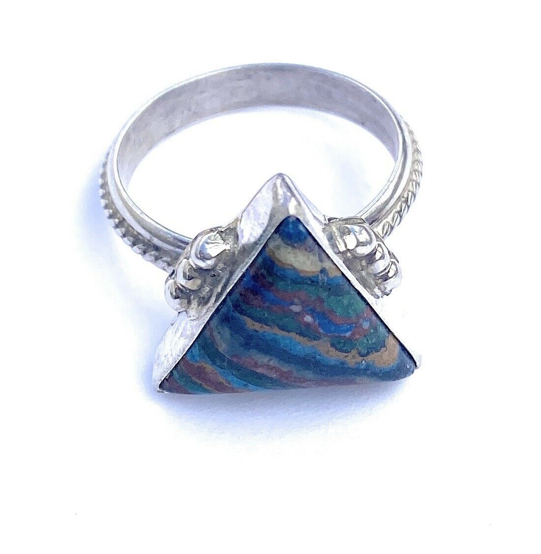 Navajo Sterling Silver & Rainbow Triangle Ring