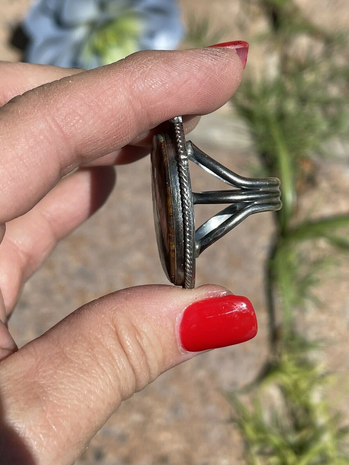 Navajo Number 8 Turquoise & Sterling Silver Statement Ring Size 7