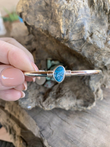 Navajo Kingman Turquoise & Sterling Silver Petite cuff Bracelet