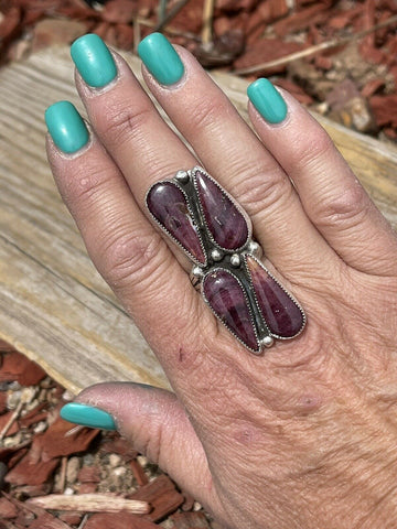 Navajo Purple Spiny & Sterling Silver Ring Size 6