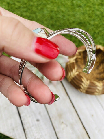 Navajo Golden Hills Turquoise Sterling Silver Cuff Bracelet