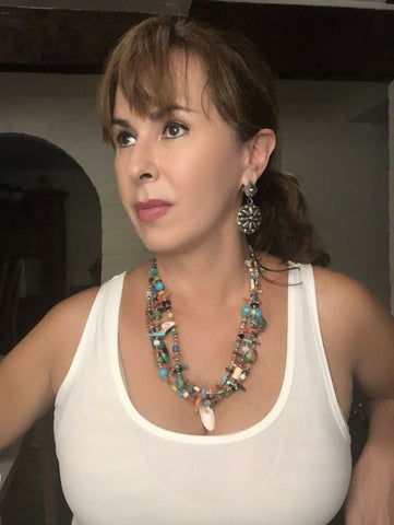 Daniel Coriz Multi Stone & Sterling Silver Beaded Necklace