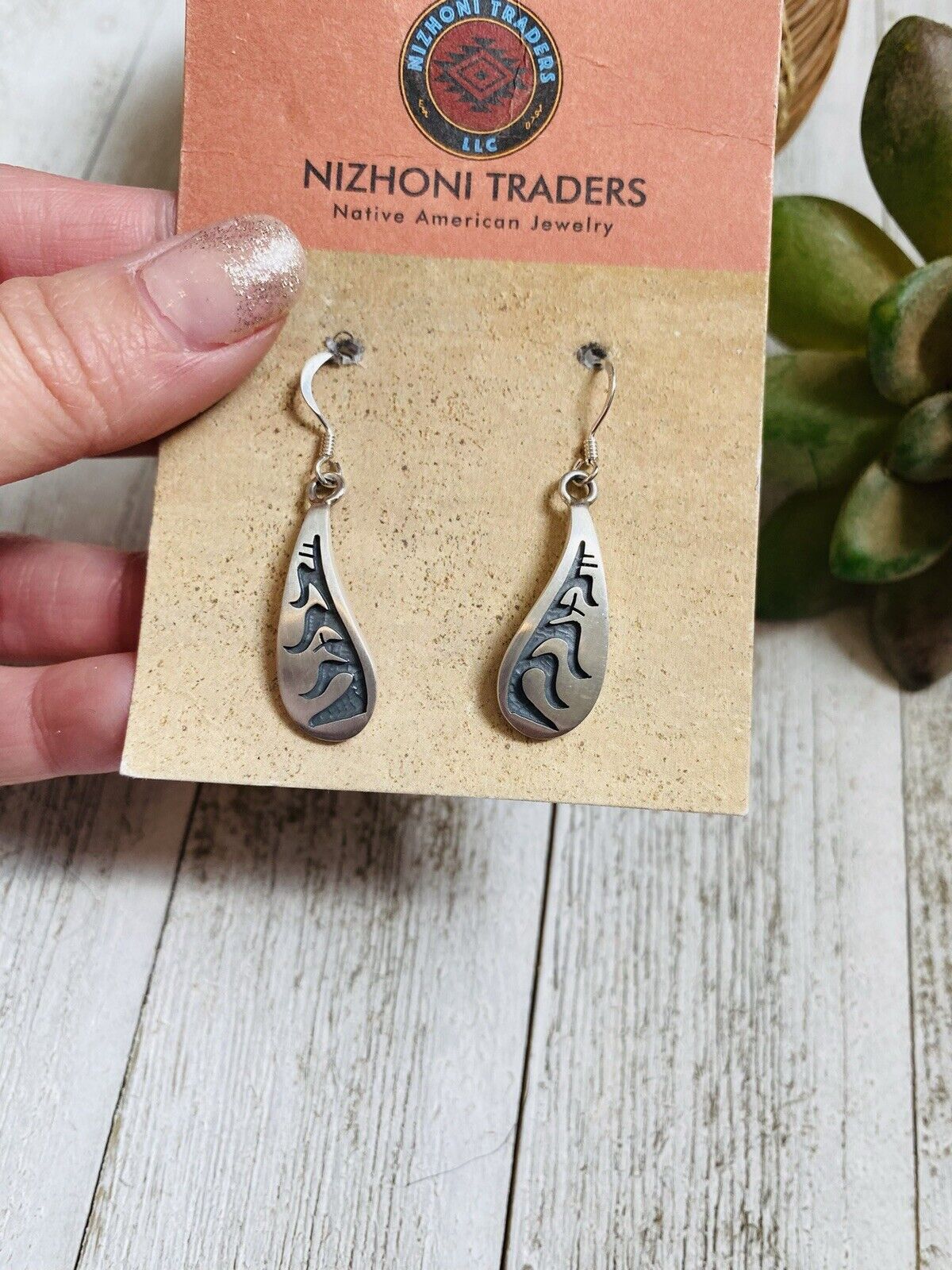 Hopi Overlaid Sterling Silver Dangle Earrings