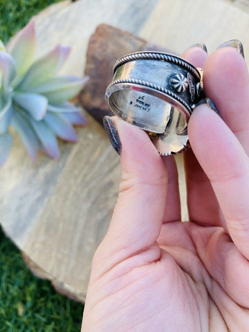 Navajo Sterling Silver & Black Onyx Ring Size 13.5 Signed