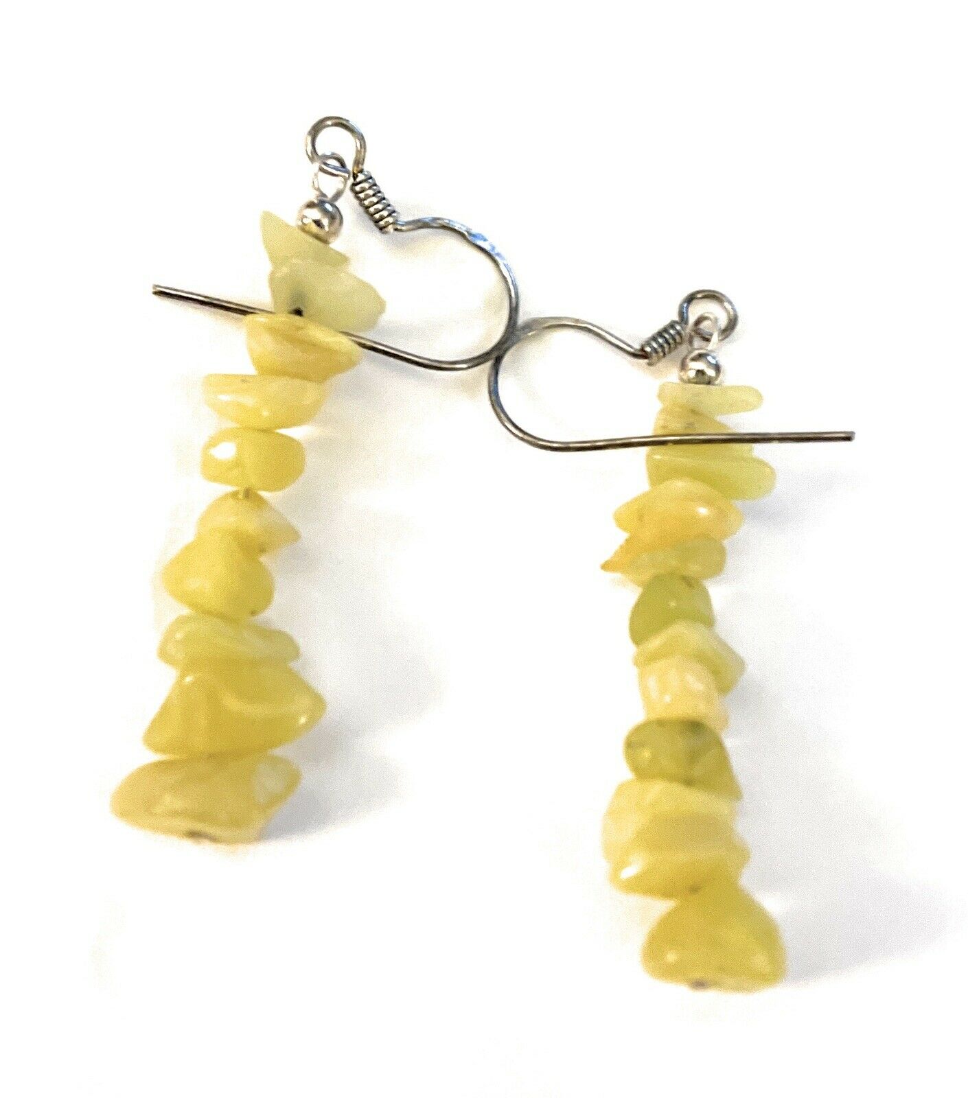 Navajo Sterling Silver Yellow Quartz Chip Dangle Earrings