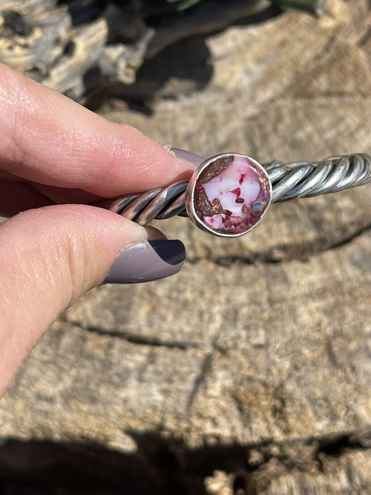 Navajo Pink Dream Mojave Sterling Silver Custom Cuff