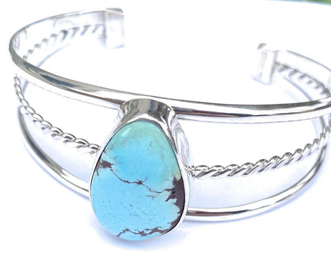 Navajo Golden Hills Turquoise Sterling Silver Cuff Bracelet