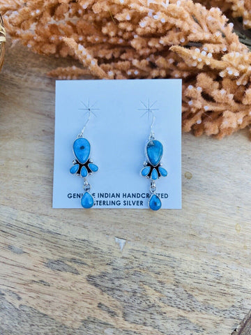 Navajo Turquoise & Sterling Silver Dangle Earrings