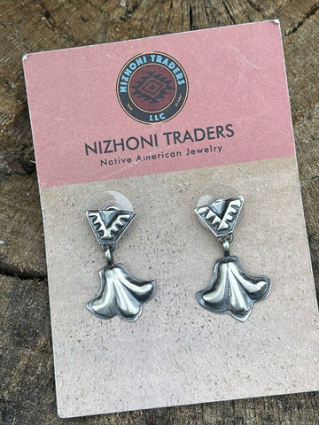 Navajo Sterling Silver Handmade Dangles Earrings