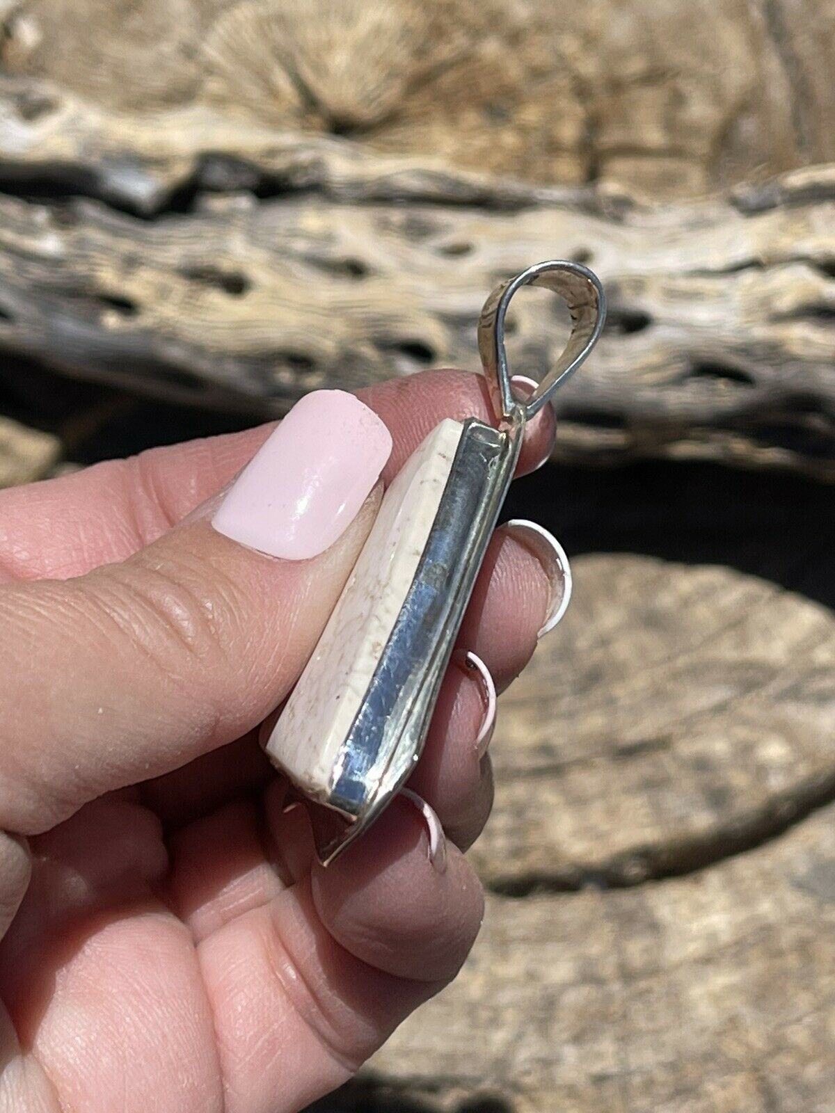 Navajo White Buffalo & Sterling Silver Southwest Pendant