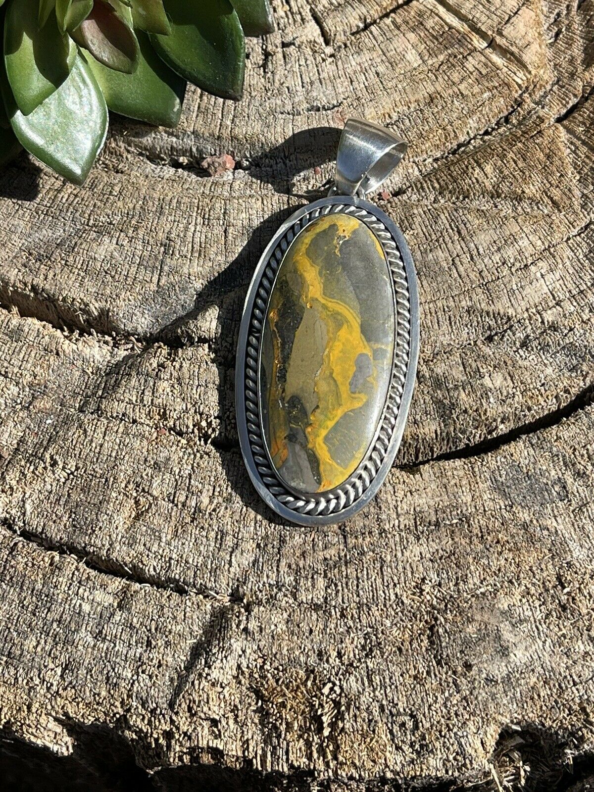 Navajo Bumblebee & Sterling Silver Pendant Signed