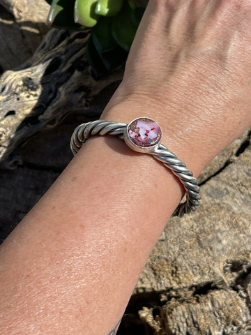 Navajo Pink Dream Mojave Sterling Silver Custom Cuff