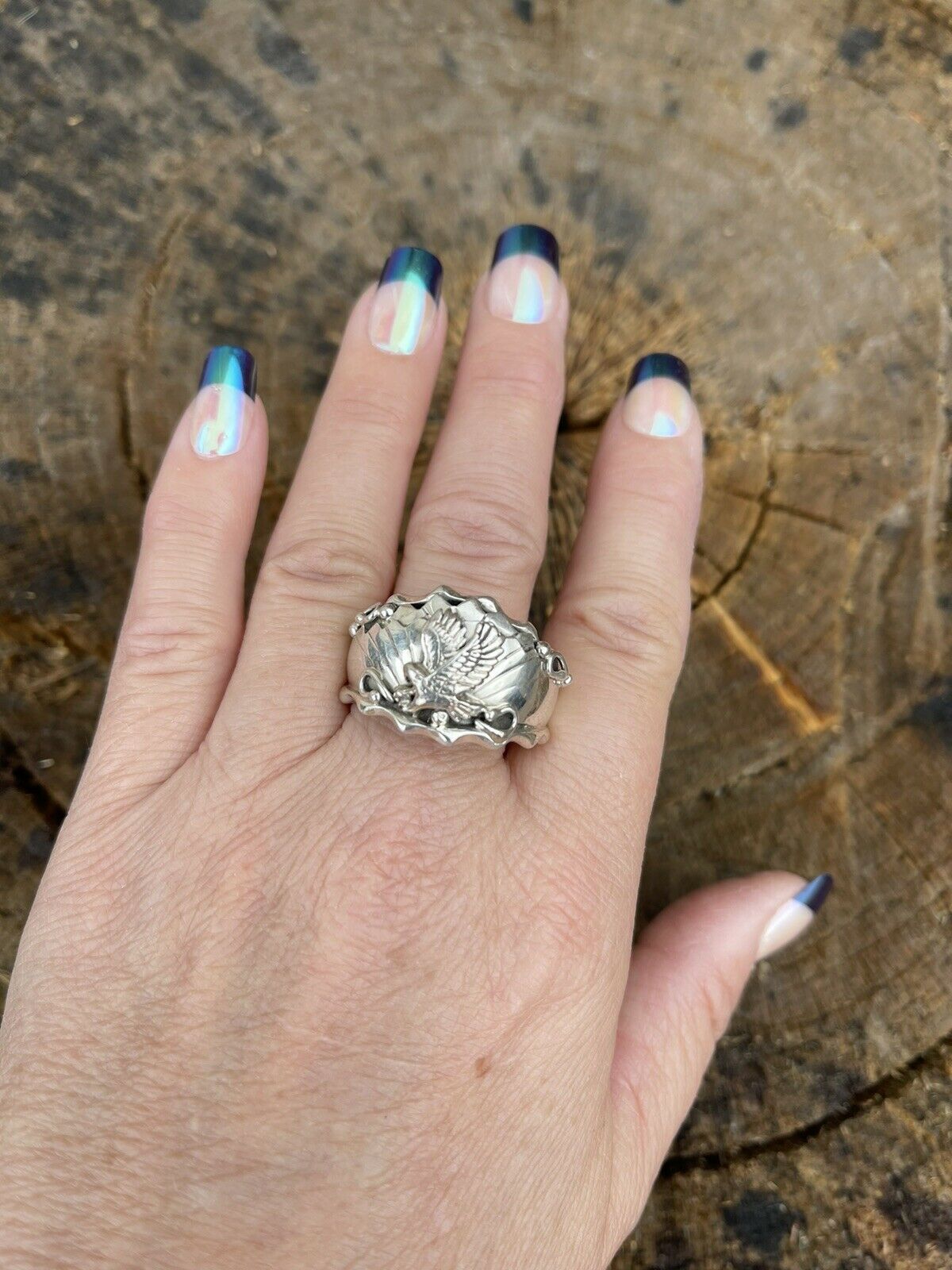 Navajo Sterling Silver Men’s Eagle Ring