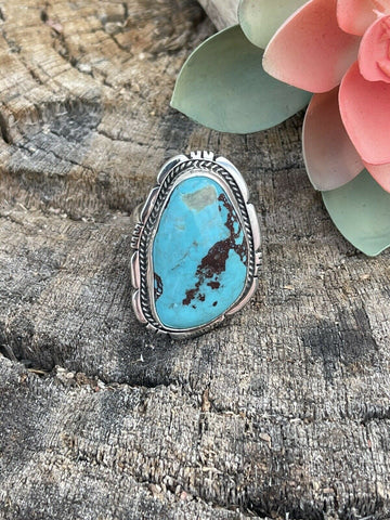 Navajo Royston Turquoise Sterling Southwestern Adjustable Ring Wydell Billie