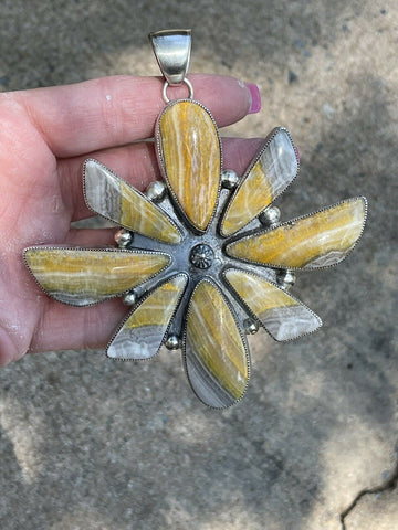 Navajo Sterling Silver Bumblebee Jumbo Cluster Pendant