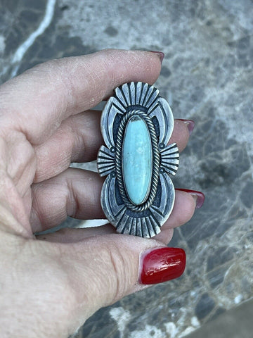 Navajo Sterling Silver Turquoise Nouveau￼ Statement Ring Sz 8