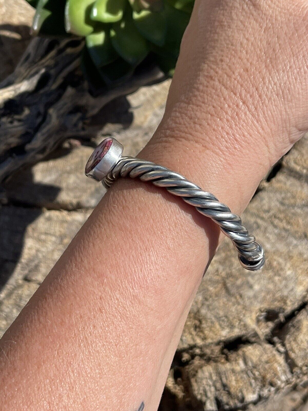 Navajo Pink Dream Mojave Sterling Silver Custom Cuff