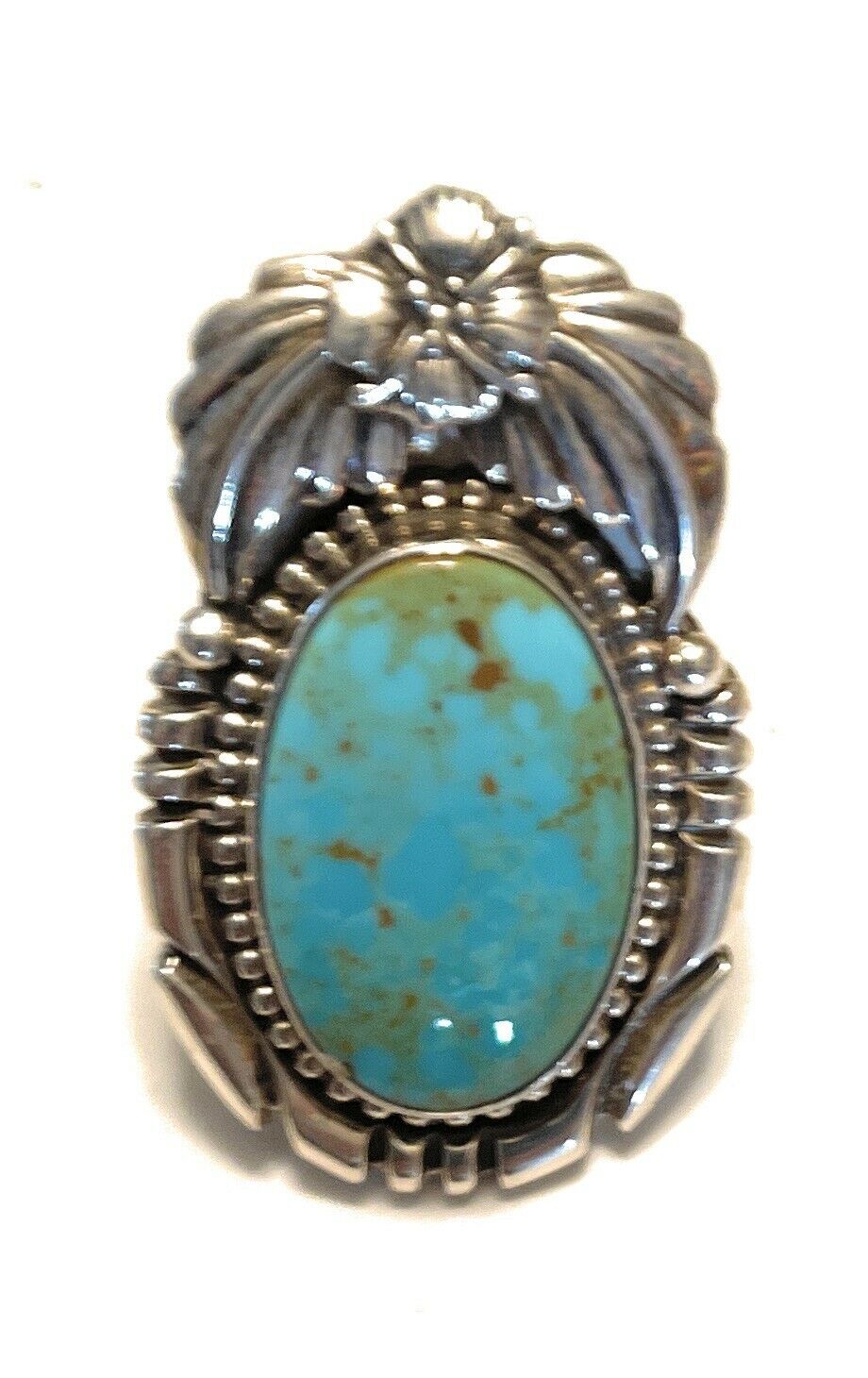 Navajo Turquoise & Lapis  Sterling Silver Ring Sz 7 Signed