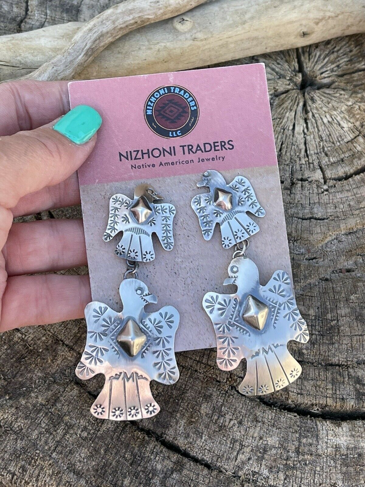 Navajo Sterling Silver Thunderbird Dangles by Tim Yazzie