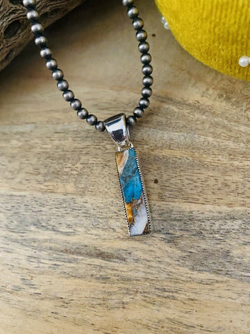 Navajo Sterling Silver & Multi Stone Spice Pendant Signed