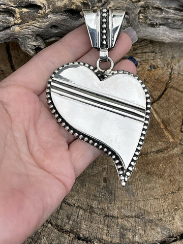 Navajo Beth Dutton Collection Sterling Silver Be Still My Heart Pendant Artist Tom Hawk