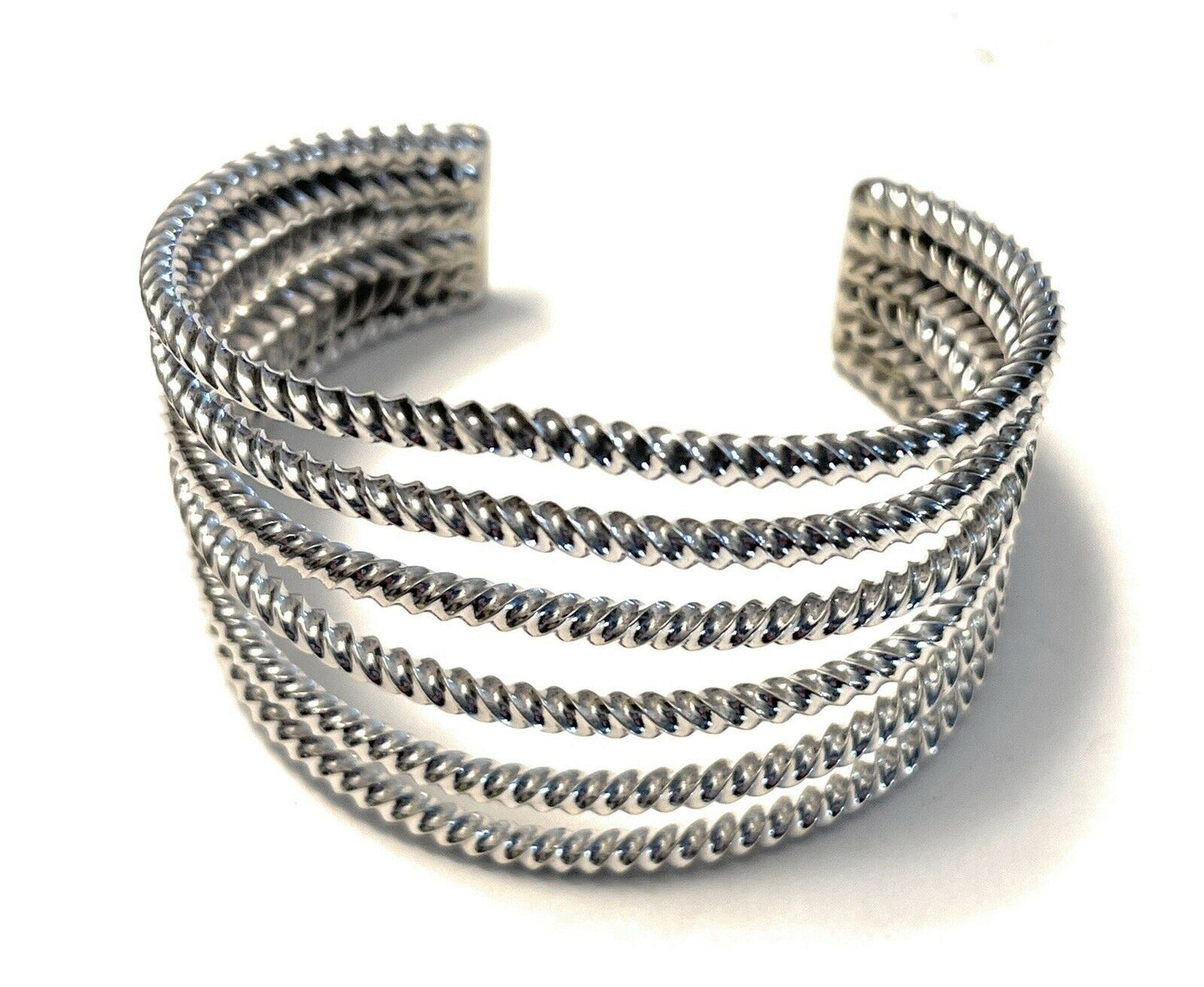 Navajo Rope Style 6 Line Sterling Silver Bracelet Cuff