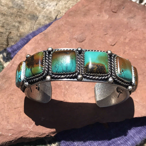 Stunning Sterling And Royston Turquoise Cuff Bracelet Signed By Kevin Billah