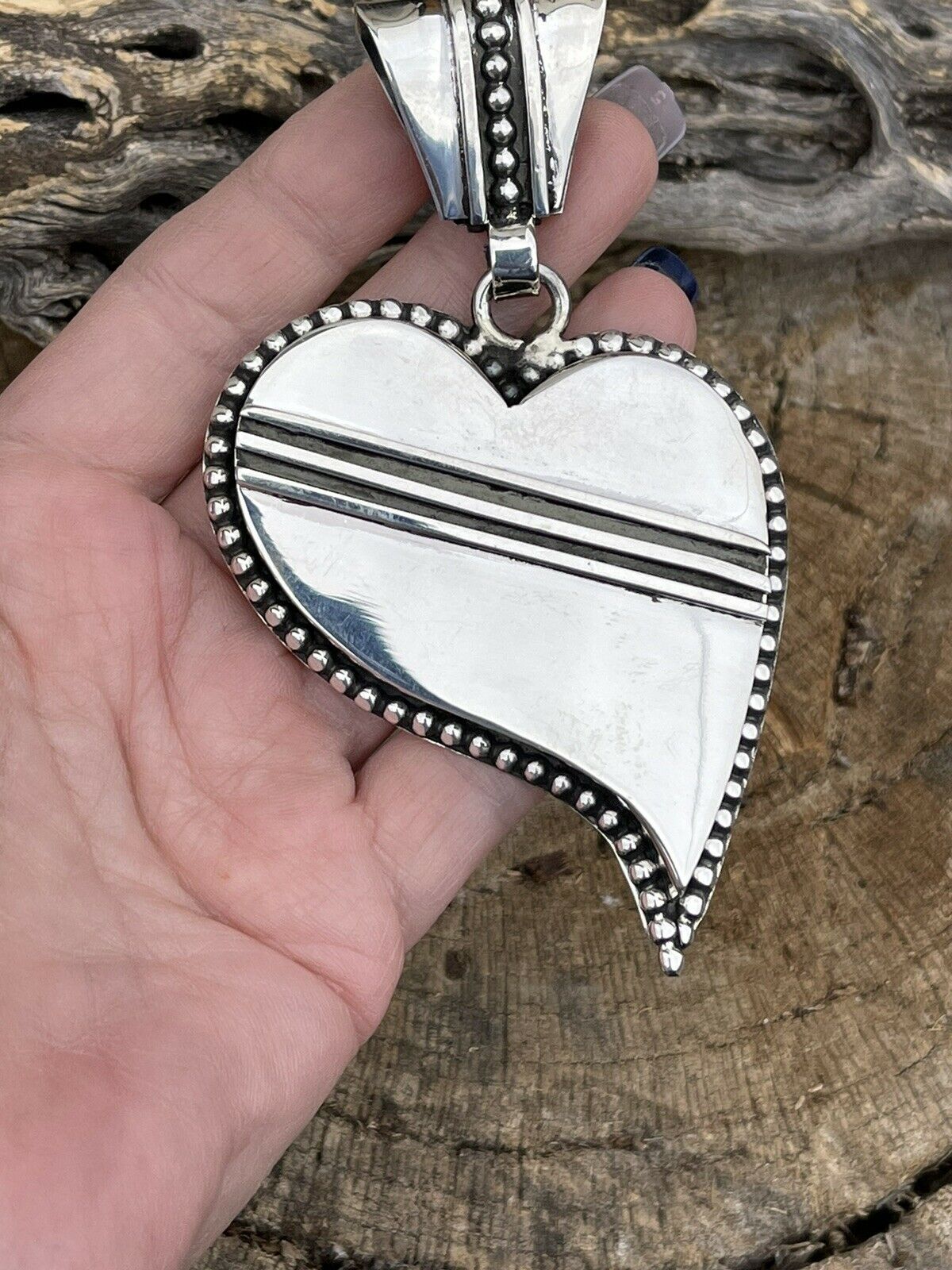 Navajo Beth Dutton Collection Sterling Silver Be Still My Heart Pendant Artist Tom Hawk